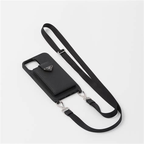 prada saffian iphone black leather pouch